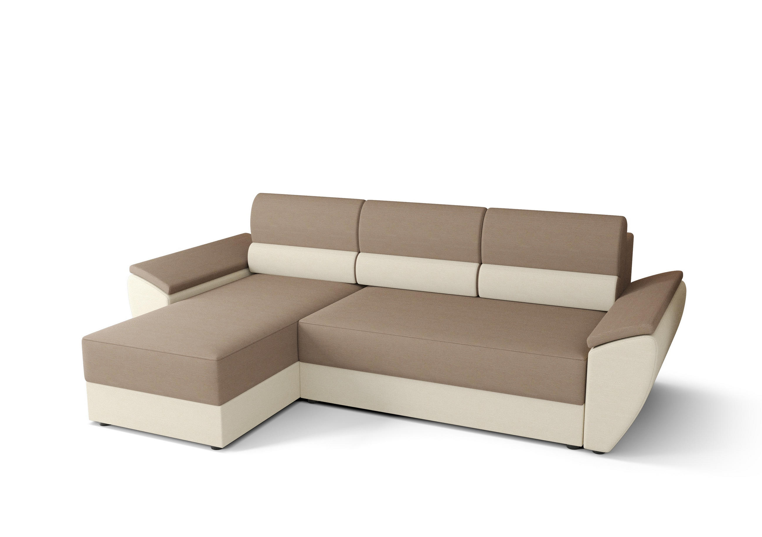 ECKSOFA L REBI L2 Rainbow 05/16 Links mit Schlaffunktion, Beige/Creme, L-Form - Beige/Creme, Textil (251/140cm)