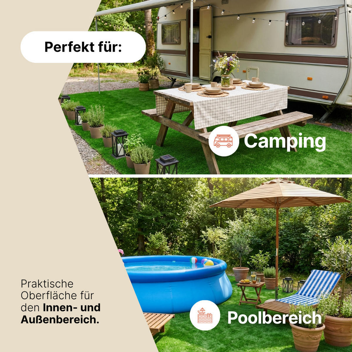 KUNSTRASEN Verde 50 mm – UV-beständig, pflegeleicht, wetterfest für Garten & Terrasse 300/300 cm - Grün, Textil (300/300cm) - Tapiso