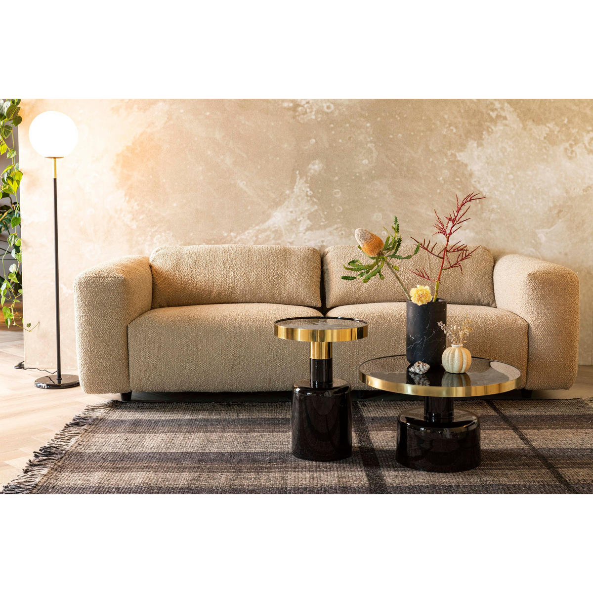 COUCHTISCH Glam Rund 60 cm Schwarz/ Gold - Schwarz, Metall (60/60/35cm) - Zuiver