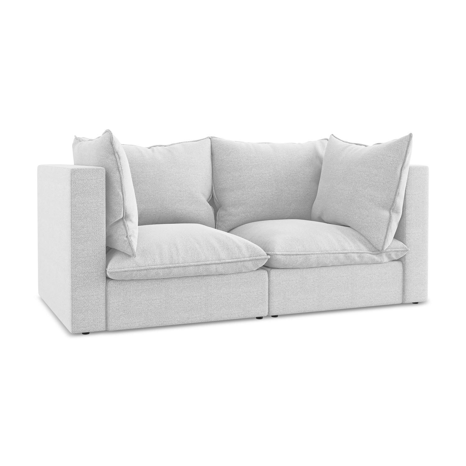 2-SITZER-SOFA Bouclé Stoff Grau - Silberfarben/Schwarz, Holzwerkstoff/Kunststoff (180/77/90cm) - LaMiaSofa