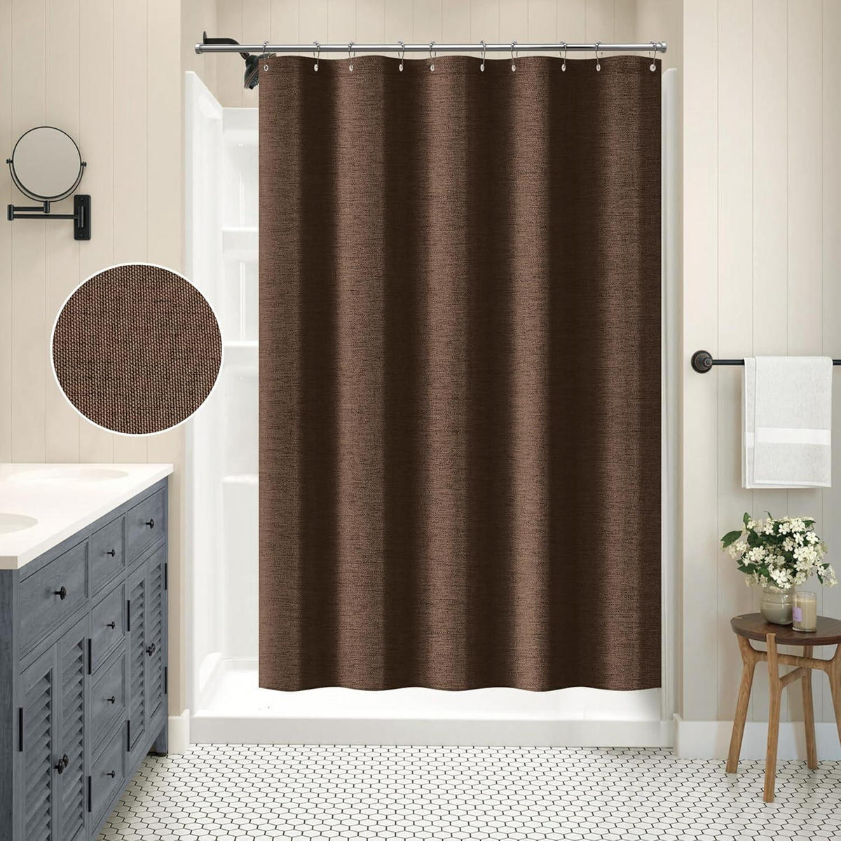 DUSCHVORHANG Leinen Braun 152 x 182 cm - Braun, Textil (152/182cm)