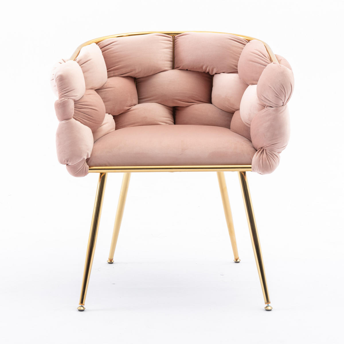 SESSEL Samt Pink mit Metallgestell für Schlafzimmer, Wohnzimmer, Esszimmer - Rosa, Textil/Metall (73/75/56cm) - WISHDOR