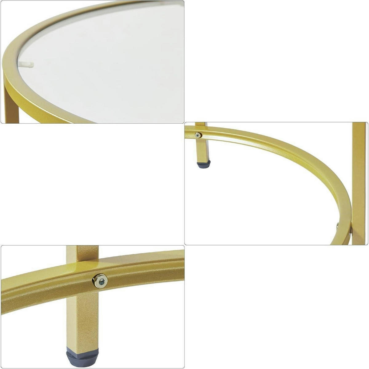 BEISTELLTISCH rund gehärtetes Glas Metallrahmen Goldfarben 50 x 65 cm - Goldfarben, Glas (50/50/65cm)