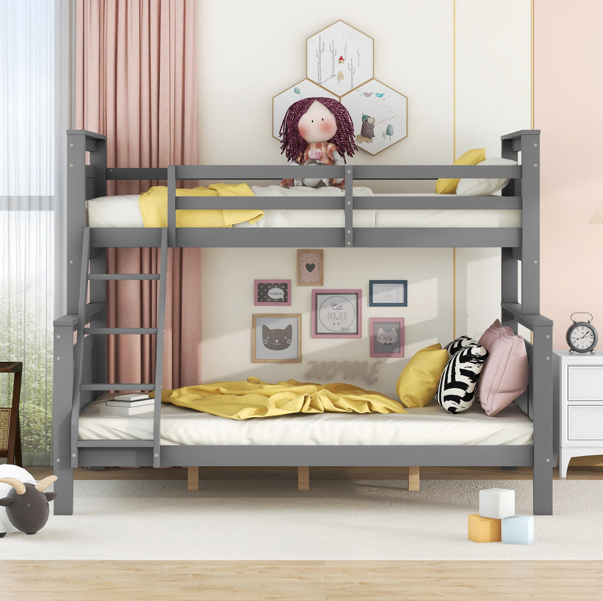ETAGENBETT teilbar 90x200/140x200 cm Kiefernholz Grau - Grau, Holzwerkstoff (140/200cm) - Beauniv