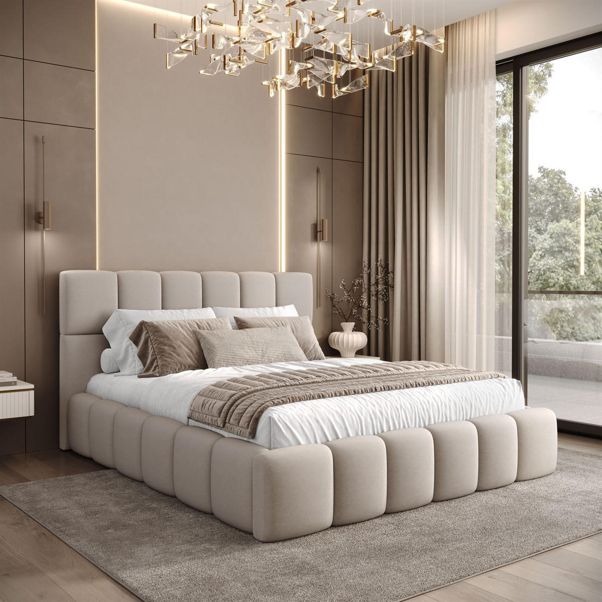 POLSTERBETT VENEZIA mit Bettkasten 160x200, Castel 04 - Ecru, Textil (160/200cm) - Lookway