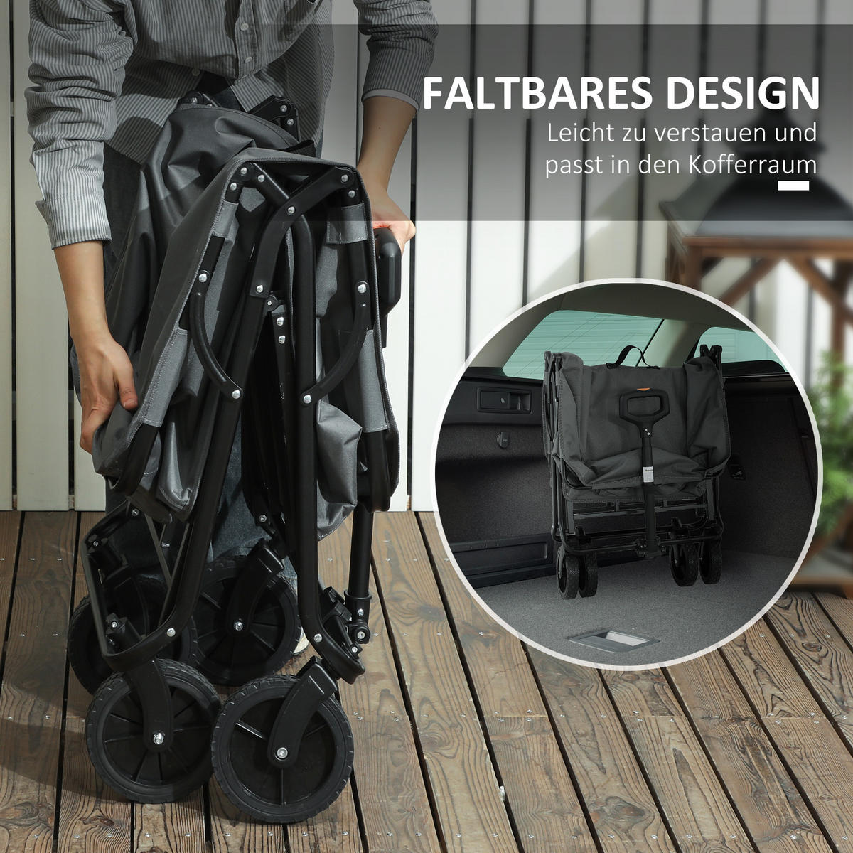 GARTENWAGEN 120 kg belastbar - Dunkelgrau, Metall (55/56/100cm) - Outsunny