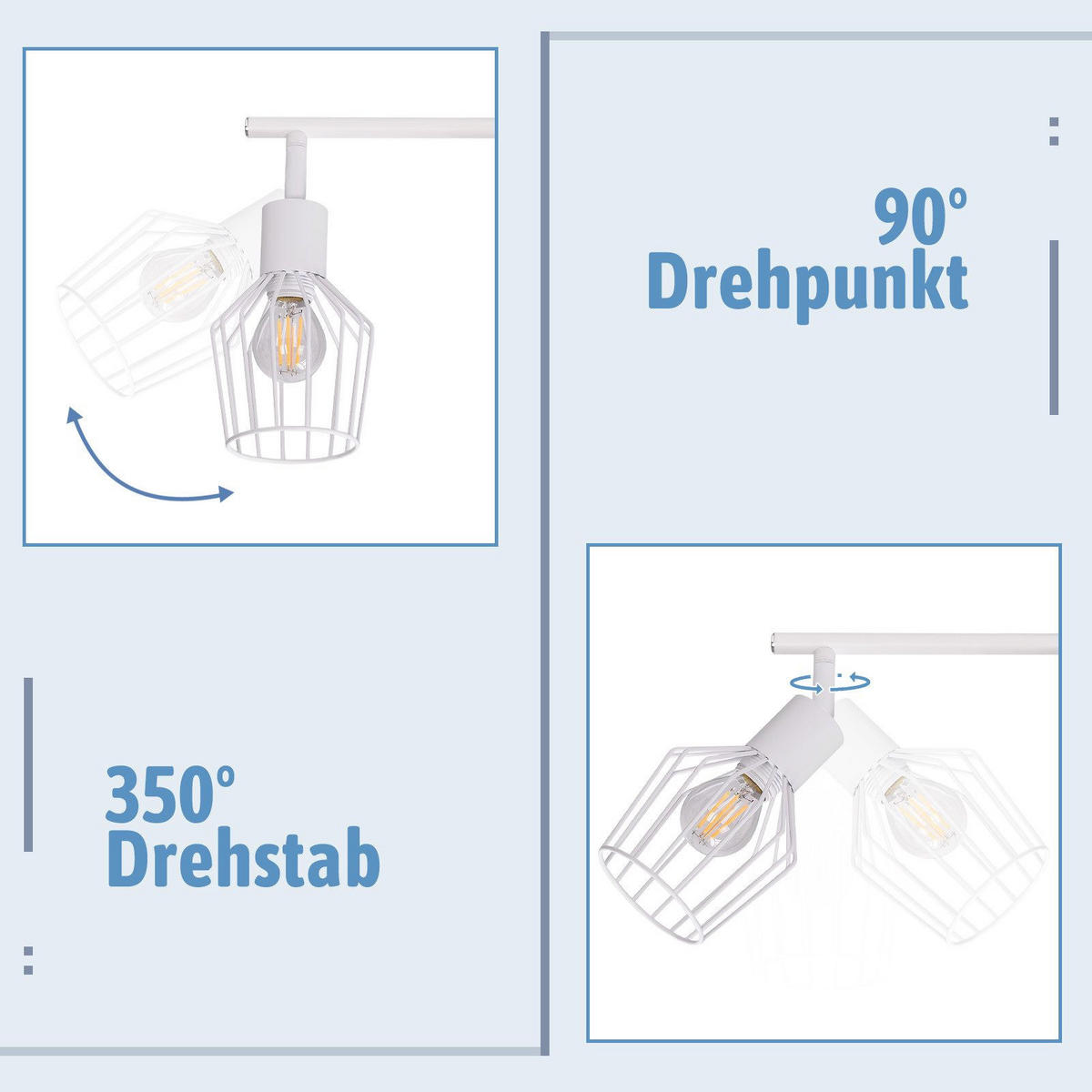 STRAHLER Franziska 3-flammig 46/10/10 cm - Weiß, Metall (46/10/10cm) - Nettlife