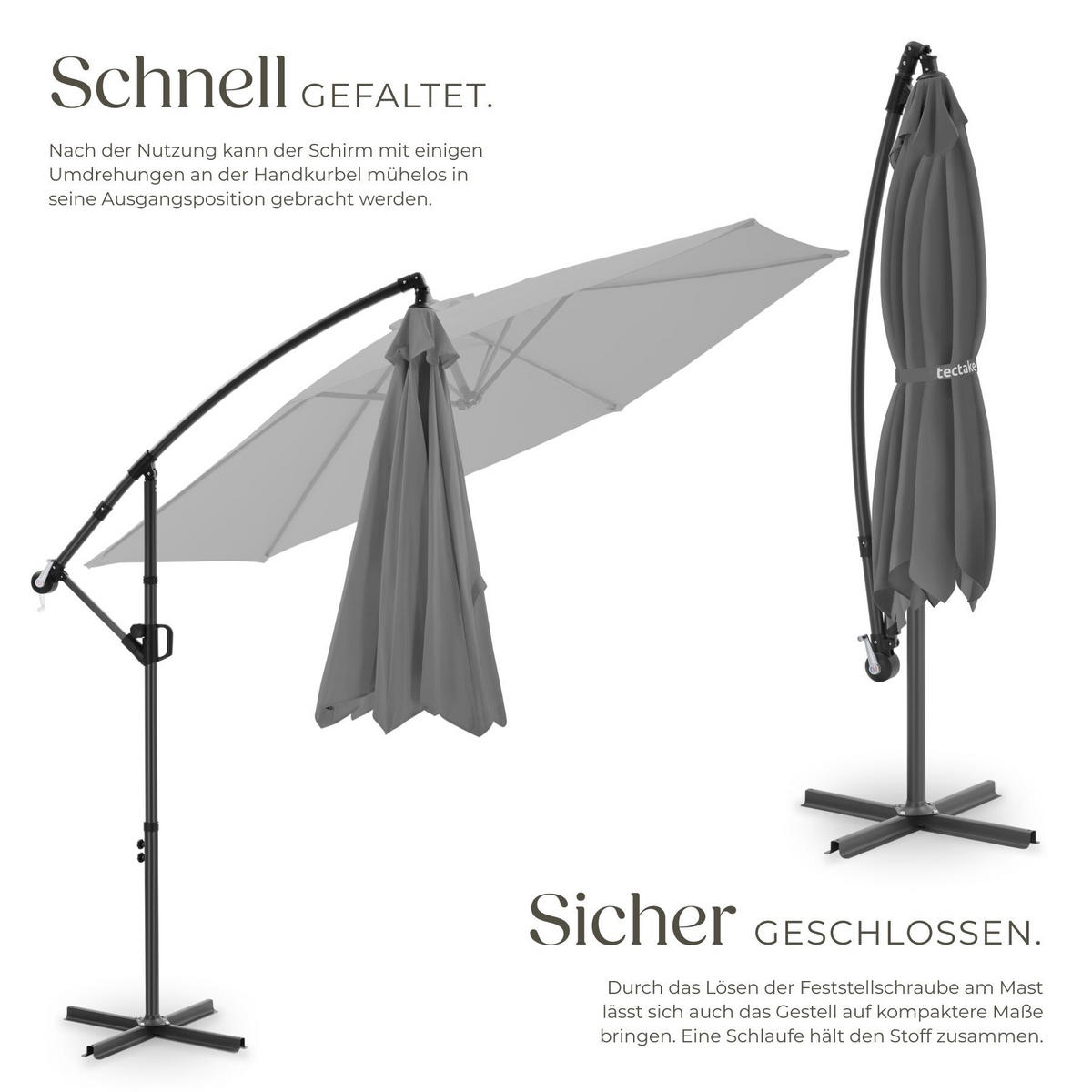 AMPELSCHIRM Artemis, inkl. Schutzhülle, grau - Grau, Metall (300/300cm) - tectake