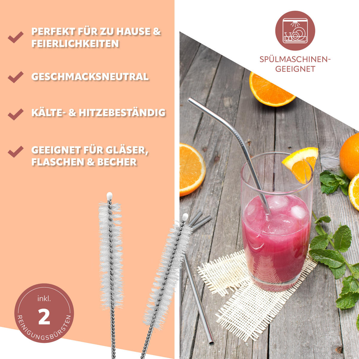 TRINKHALME, silber - Edelstahlfarben, Metall (0.6/21.5cm) - bremermann