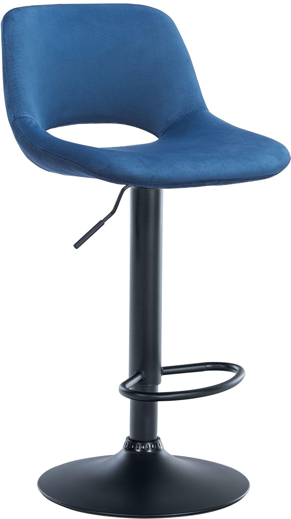 BARHOCKER Samt blau - Blau, Textil (42/86/46cm) - CLP