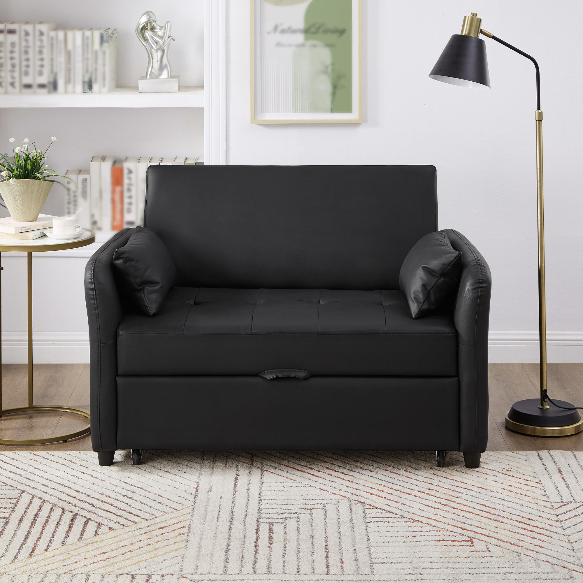 Thumbnail - Okwish Schlafsofa, Schwarz, Kunststoff, 122x82x83 cm, Wohnzimmer, Sofas & Couches, Schlafsofas