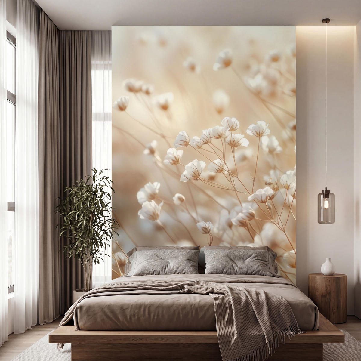 TAPETE - Wild - Blumen - Weiß - 160x280 cm - Creme, Papier (160/280cm) - OnlyWow