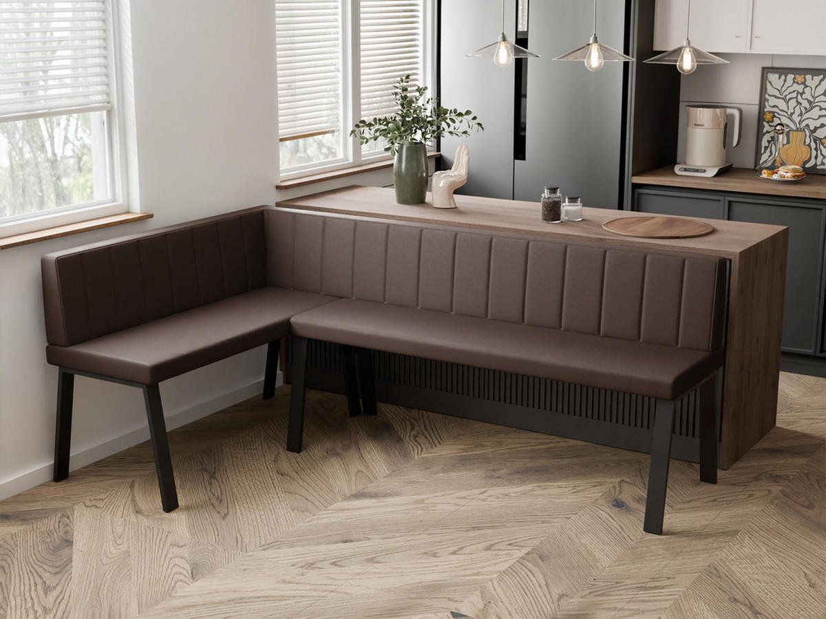 ECKBANK links MONO Y Kunstleder gesteppt, 142/196 cm Braun - Braun, Kunststoff/Textil (142/196cm) - Idohome