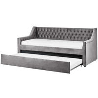 TAGESBETT 90/200 cm Hellgrau Montargis - Hellgrau, Textil (90/200cm) - Beliani