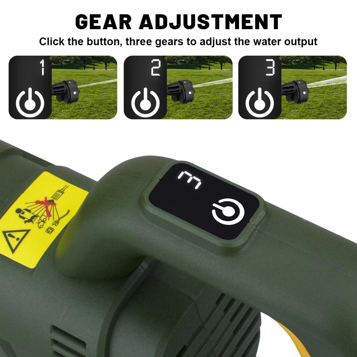 ELEKTRO-HOCHDRUCKREINIGER 6 IN 1, 200 Bar 3 Gänge bürstenloser, für Makita 18 V Batteriestifte, Ohne Batterie - Grün, Kunststoff (45/23cm) - Coonoor