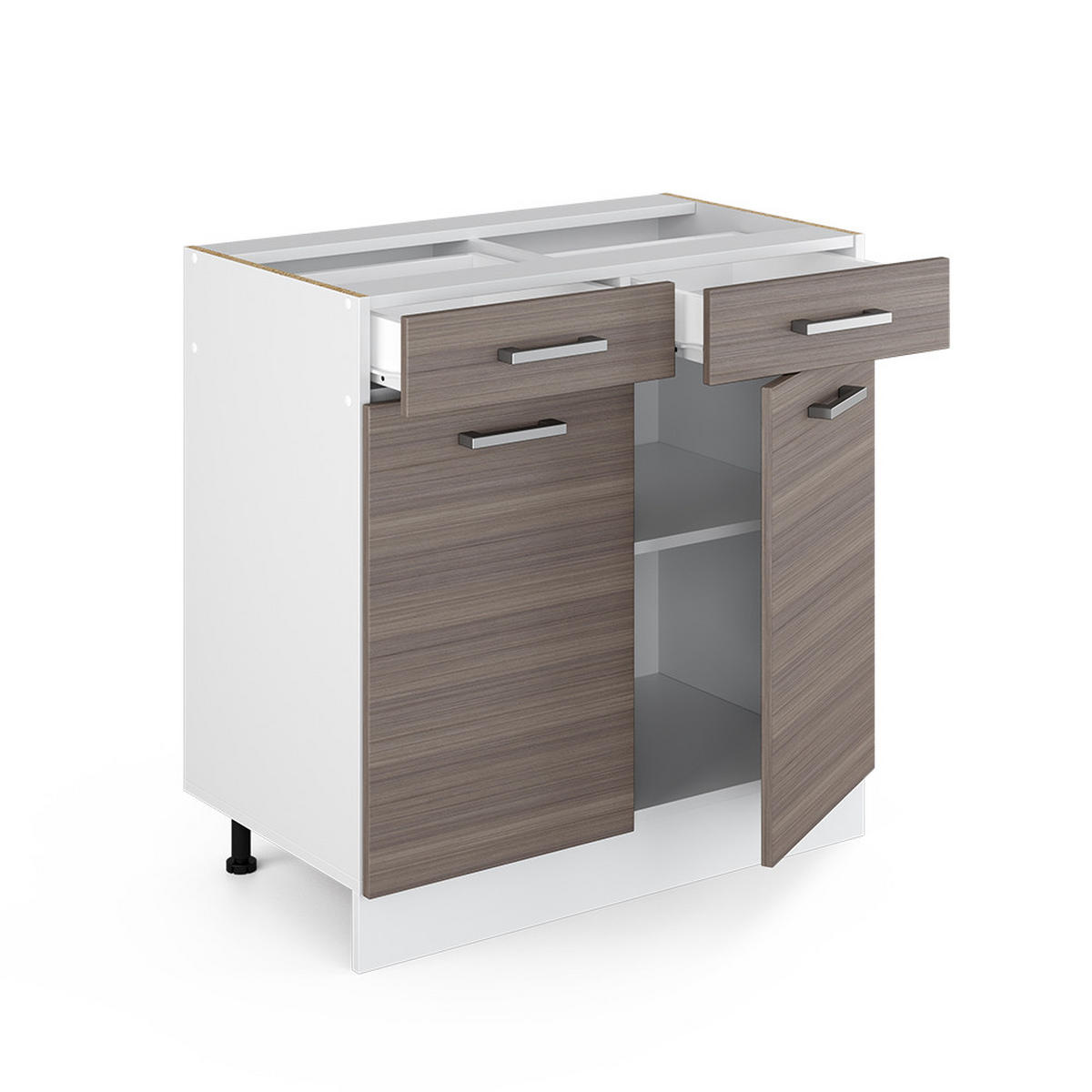 UNTERSCHRANK R-Line Grau 80 cm mit Schubladen und Türen, ohne AP - Weiß/Grau, Holzwerkstoff (80/81.6/46cm) - Vicco