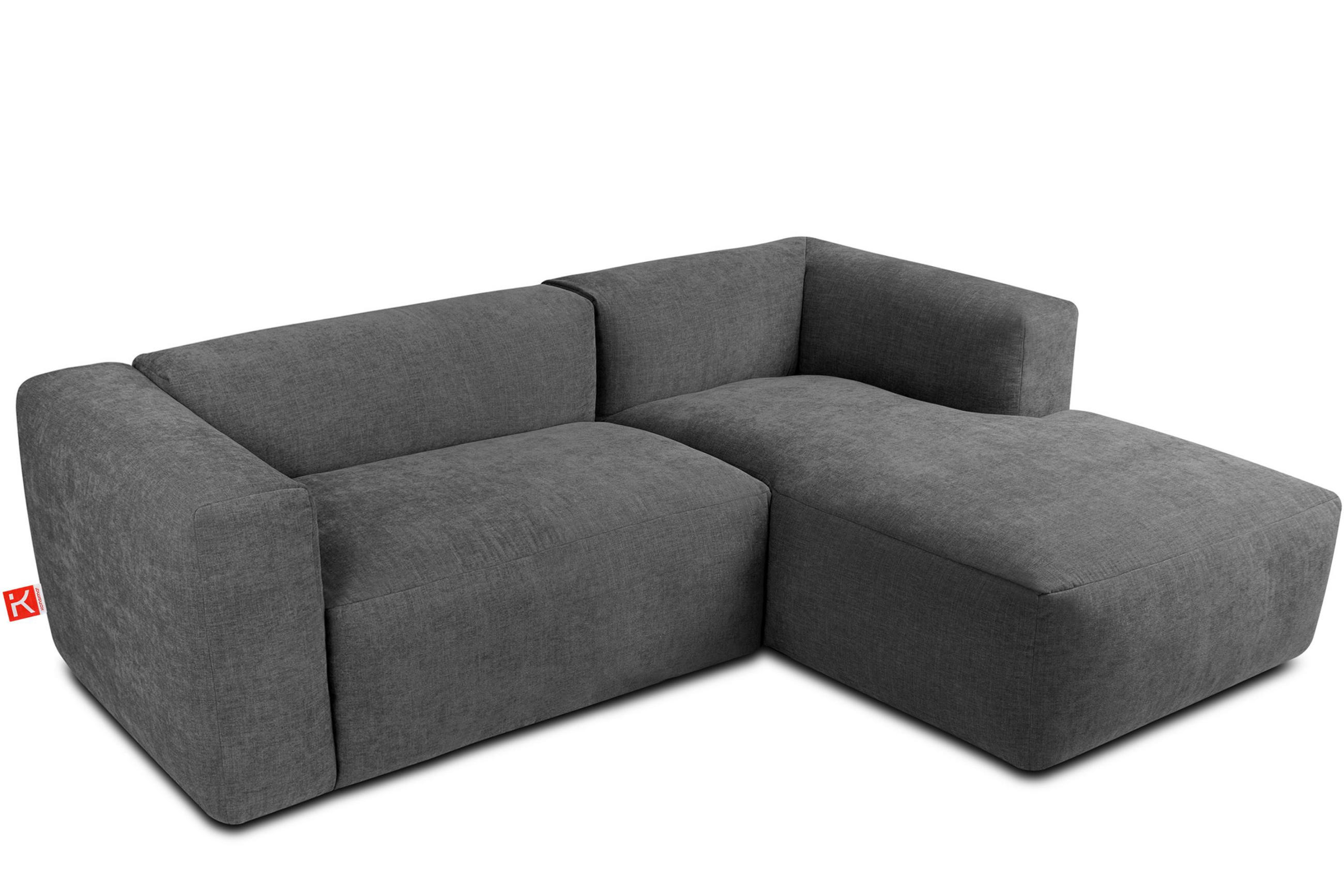 ECKMODULSOFA-RECHTS BUFFO 3/4 Sitzer mit extrem weicher Sitzfläche, Gewebestoff, aschfahl - Grau, Textil (237/180cm) - KONSIMO®