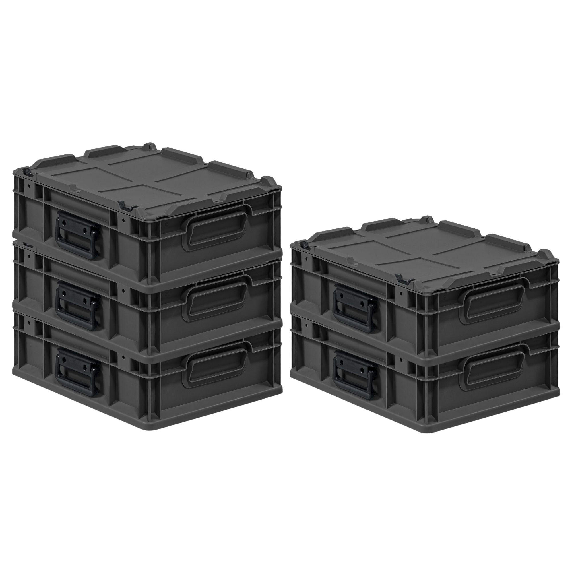 EUROBOX 5x NextGen Portable, HxBxT 13,5x30x40cm, 11 Liter, Schwarz - Schwarz, Kunststoff (30/13.5/40cm) - PROREGAL