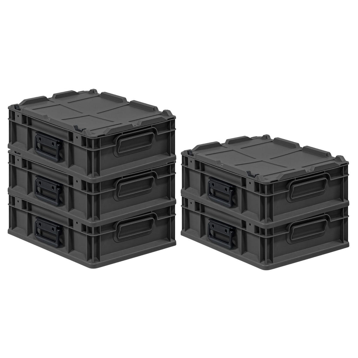 EUROBOX 5x NextGen Portable, HxBxT 13,5x30x40cm, 11 Liter, Schwarz - Schwarz, Kunststoff (30/13.5/40cm) - PROREGAL