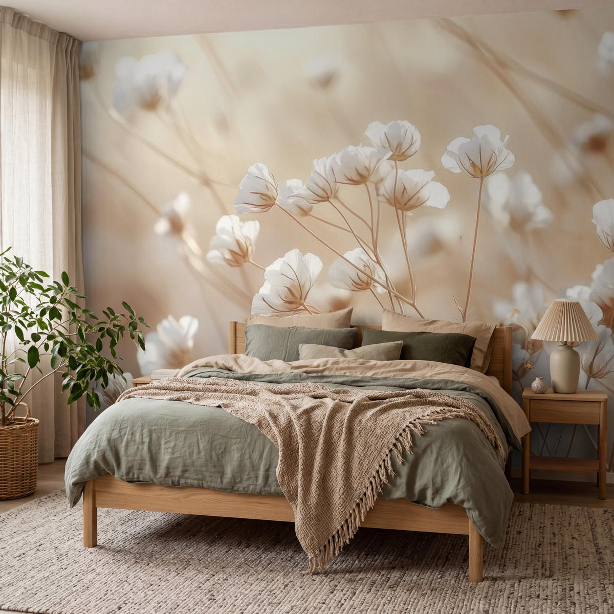 TAPETE - Wild - Blumen - Weiß - 300x220 cm - Creme, Papier (300/220cm) - OnlyWow