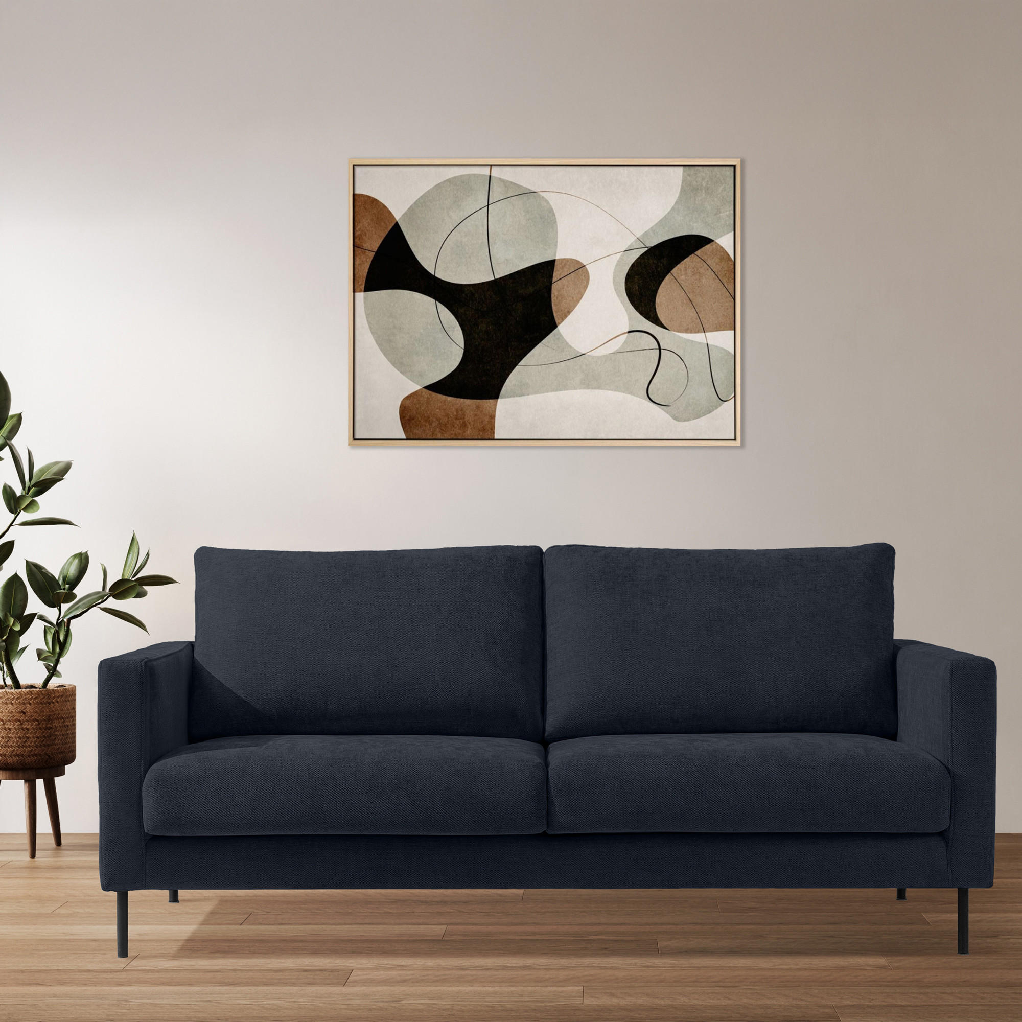 Thumbnail - Konsimo® Sofa, Dunkelblau, Holz, Holzwerkstoff, 3-Sitzer, 198x90x95 cm, Wohnzimmer, Sofas & Couches, Sofas, 3-Sitzer Sof...