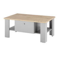 COUCHTISCH grau, Artisan Eiche Landhaus 107 x 67 cm, Beistelltisch mit Schubkästen - Silberfarben/Hellgrau, Holzwerkstoff/Metall (107/67/46cm) - Furn.Design