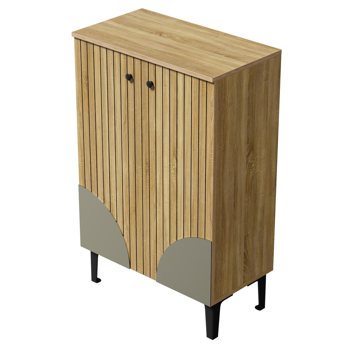 SIDEBOARD 60 cm in Natur Holz-Optik 2 Türen & schwarzes Metallgestell - Naturfarben, Holzwerkstoff (60/94/32cm) - Urban Meuble