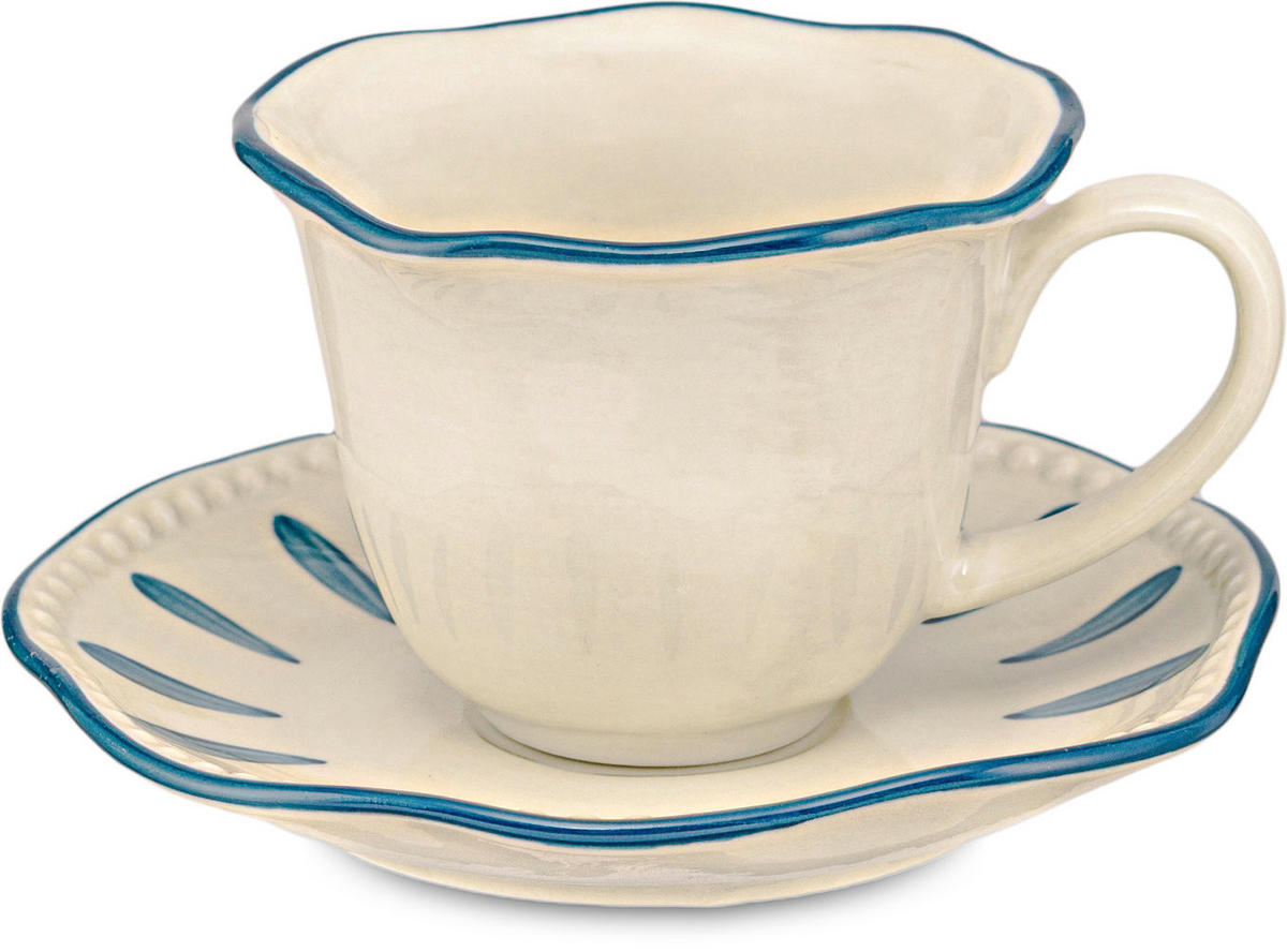 ESPRESSOTASSE mit Untertasse Domitilla Nachtblau - Multicolor, Keramik (0.09L) - Rose & Tulipani