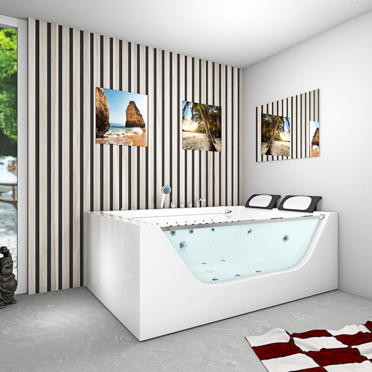 WHIRLPOOL Pool Wanne W42-L-EA 180x120cm - Weiß, Glas/Kunststoff (120/64/180cm) - AcquaVapore by Sandra Jentho