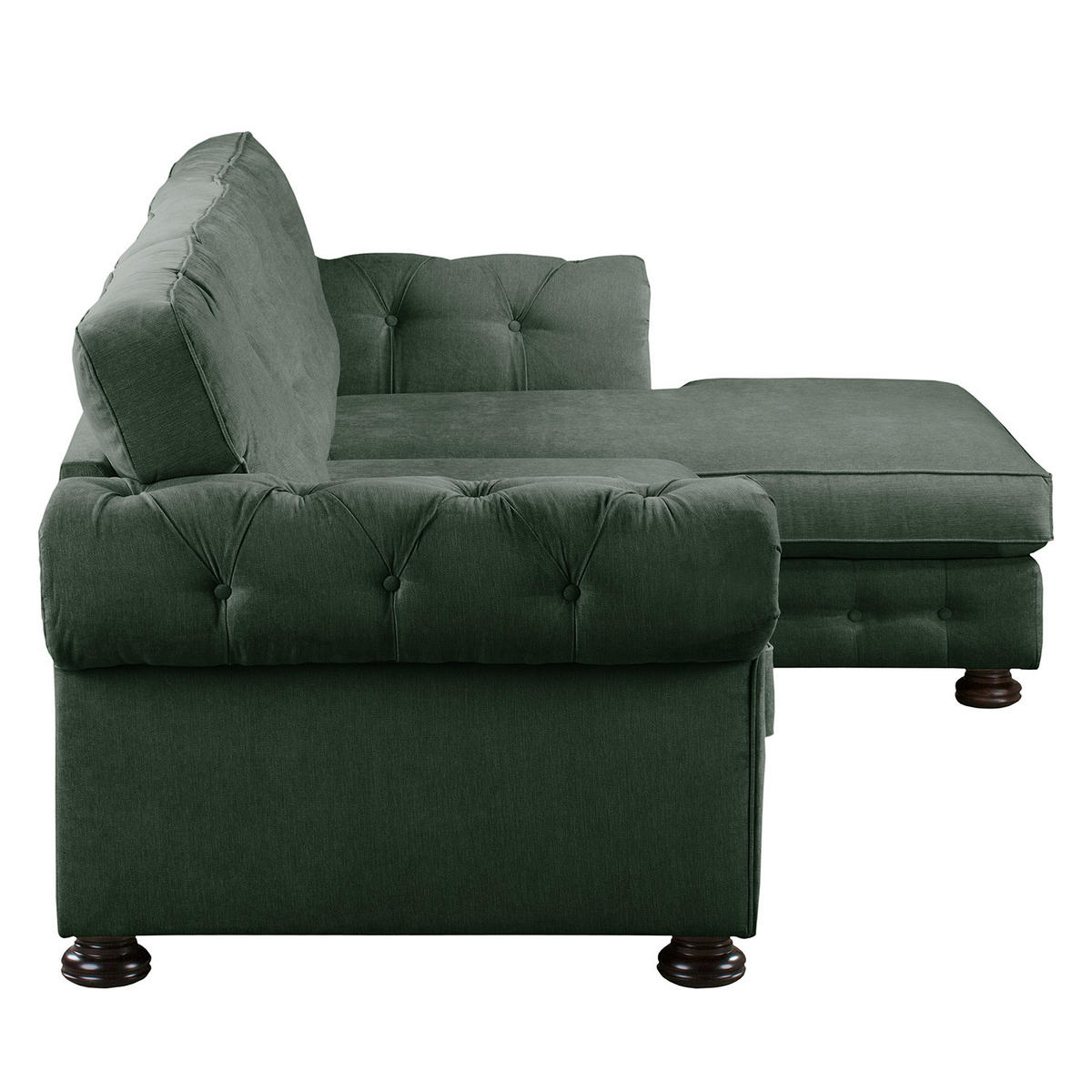 ECKSOFA mit Longchair - Microfaser - Olivgrün, Textil (302/166cm) - home24