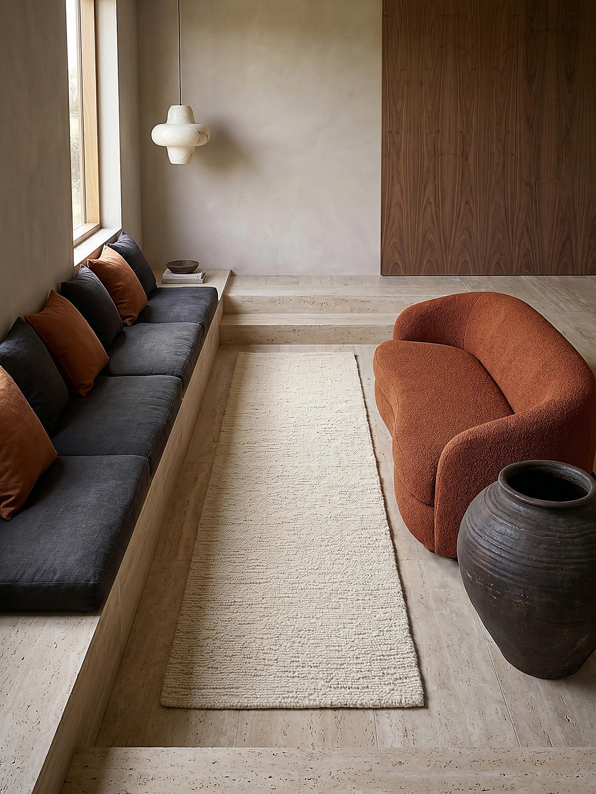 WOLLTEPPICH ALNE, einfarbig, Creme, 80 x 230 cm - Creme, Textil (80/230cm) - KADIMA DESIGN
