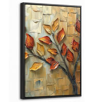 LEINWAND Bilder mit Rahmen - Baum - Abstrakt - Natur - Kunst - 20x30 - Goldfarben, Textil (20/30cm) - MuchoWow