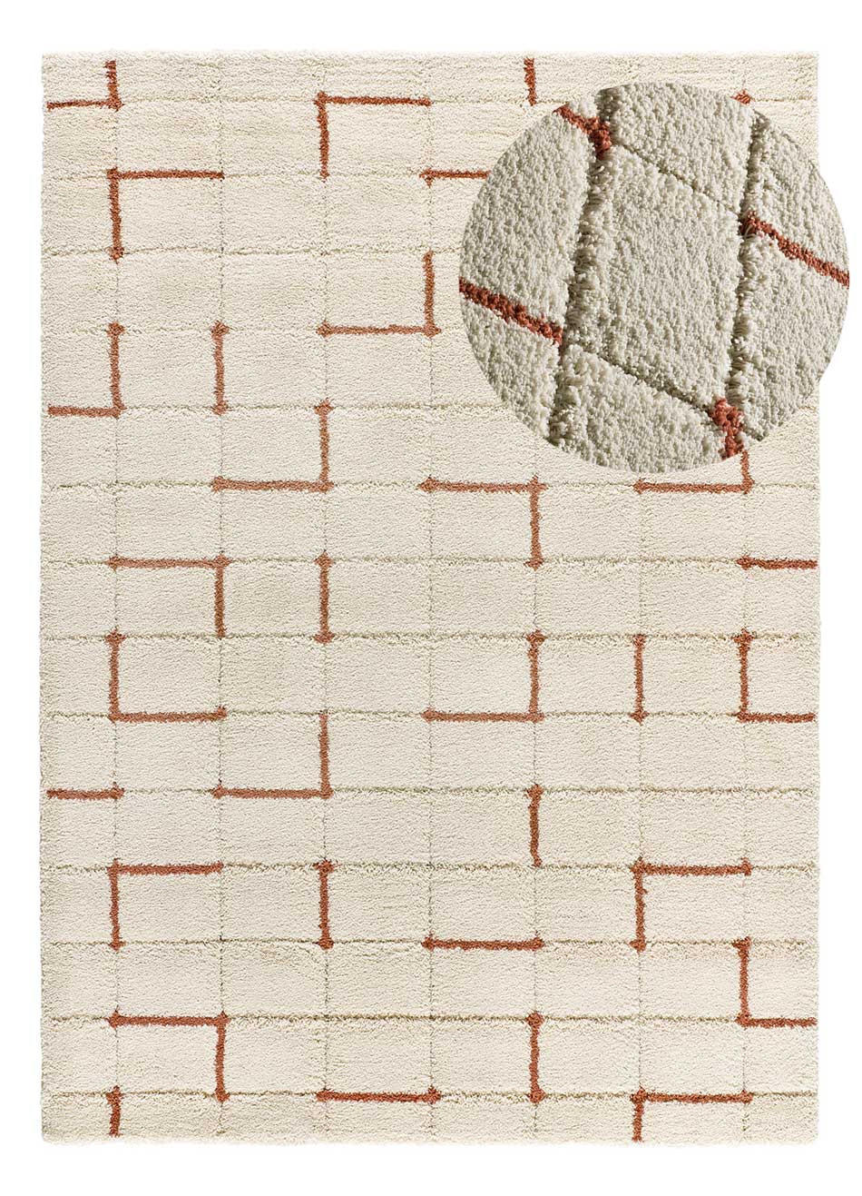 HOCHFLORTEPPICH beige und terrakotta Brenda 160/230 cm - Beige/Terracotta, Naturmaterialien/Textil (160/230cm) - Atticgo