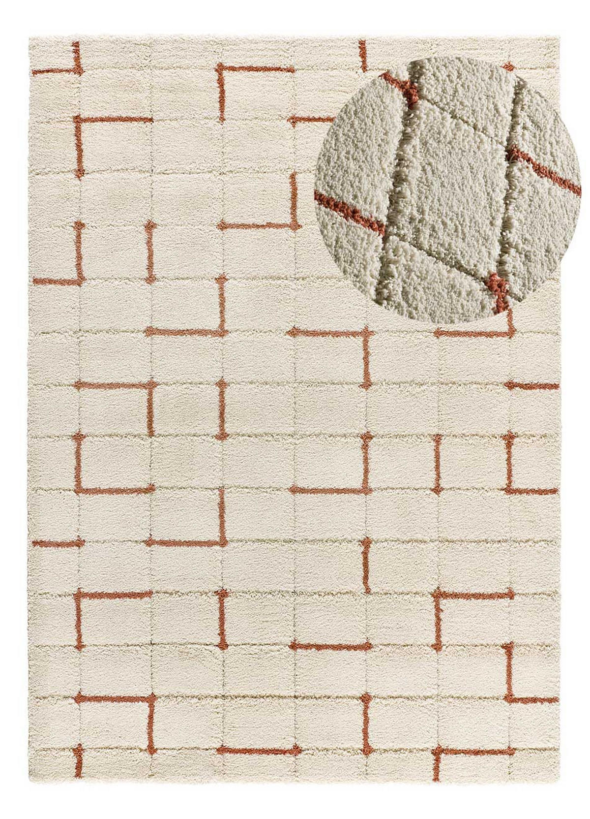 HOCHFLORTEPPICH Weiß Brenda 200/290 cm - Beige/Terra cotta, Naturmaterialien/Textil (200/290cm) - Atticgo