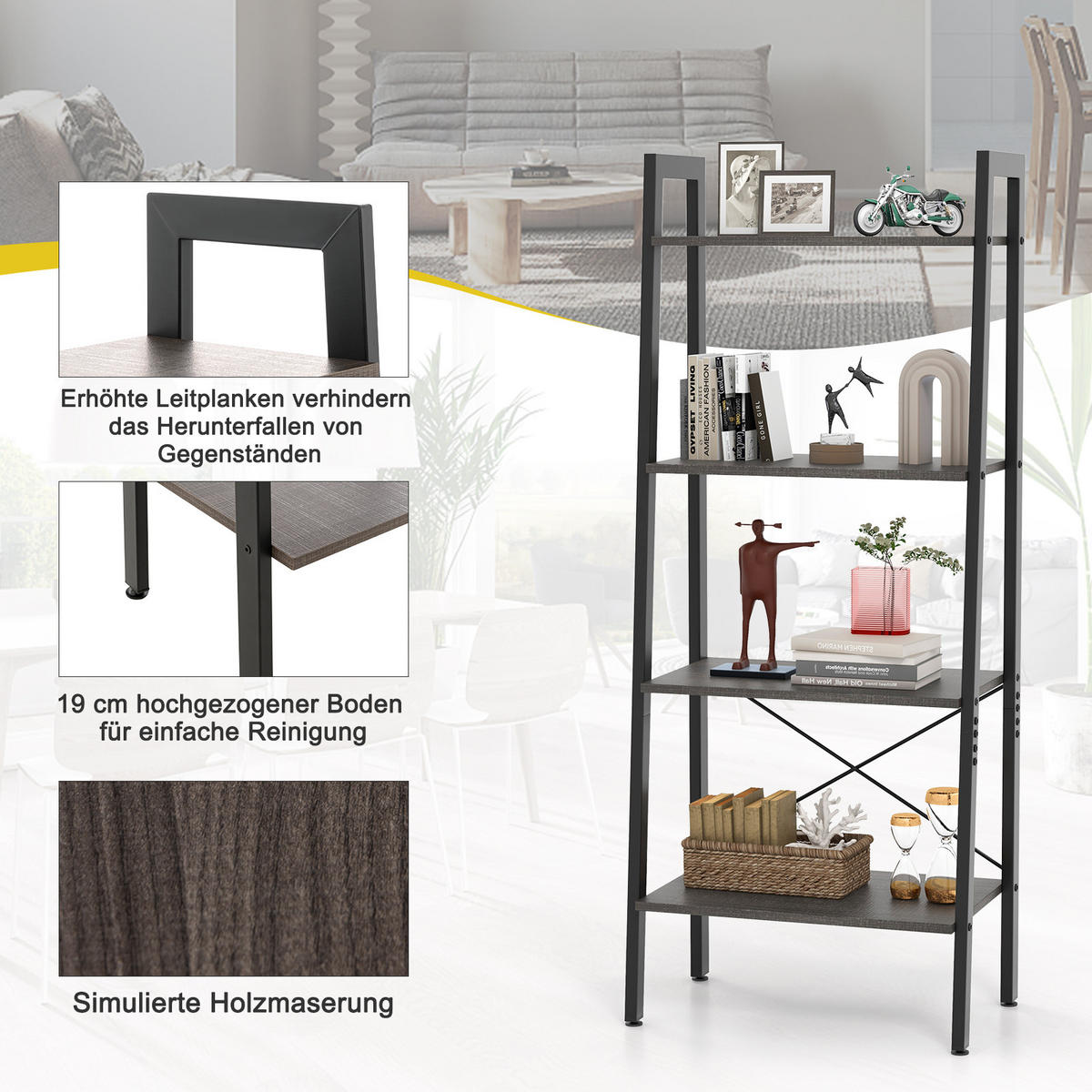 STANDREGAL Braun - Braun, Holz (34/138/56cm) - COSTWAY
