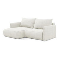 ECKSOFA mit Schlaffunktion Chenille Stoff Weiß - Schwarz/Weiß, Kunststoff/Textil (148/207cm) - LaMiaSofa