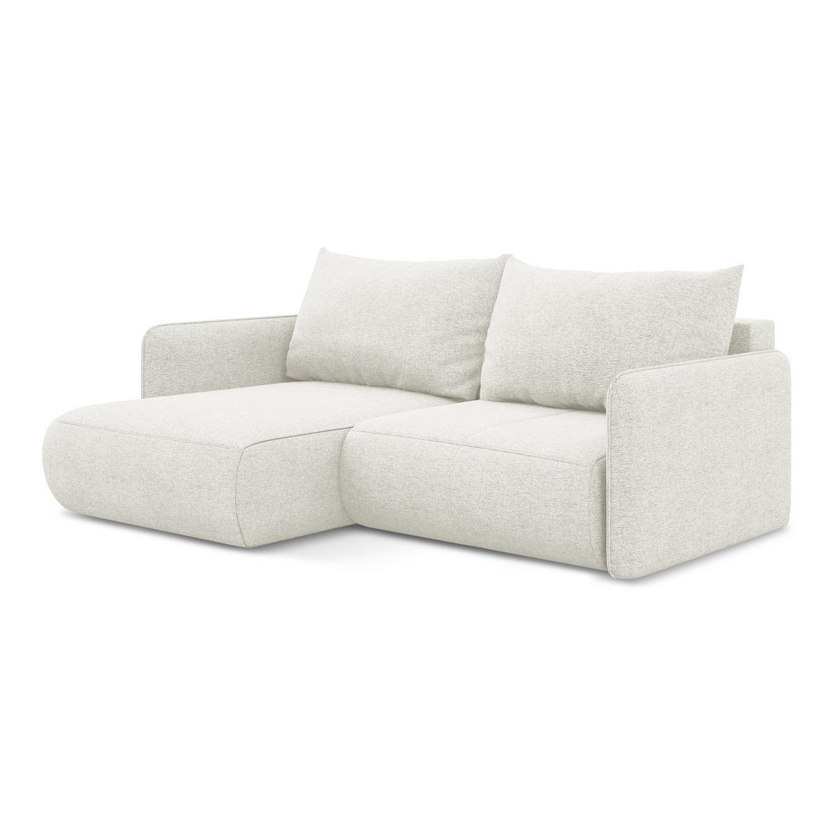 ECKSOFA mit Schlaffunktion Chenille Stoff Weiß - Schwarz/Weiß, Kunststoff/Textil (148/207cm) - LaMiaSofa