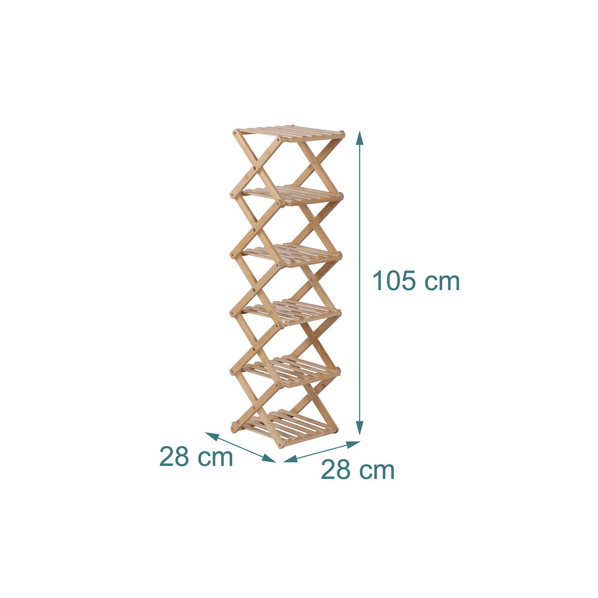 SCHUHREGAL faltbar - Hellbraun, Holz (28/105/28cm) - Relaxdays