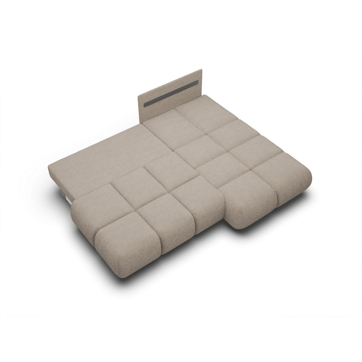 ECKSOFA CORSO R-S Grau Boucle-Stoff mit Schlaffunktion - Grau, Holz (230/177cm) - MASSENO