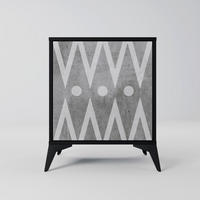 SIDEBOARD SHARP EDGES, Schwarz, 57,5x42x70,5 cm, Schwarze Metall-Sternfüße - Multicolor/Schwarz, Holzwerkstoff/Metall (57.5/70.5/42cm) - SpaceRebels