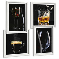 BILDER SET 4er Set - 50x50 cm & 40x60 cm Weißer Rahmen - Whisky, Wein, Champagner, Kaffee, Alkohol - Weiß, Kunststoff (50/50cm) - TULUP