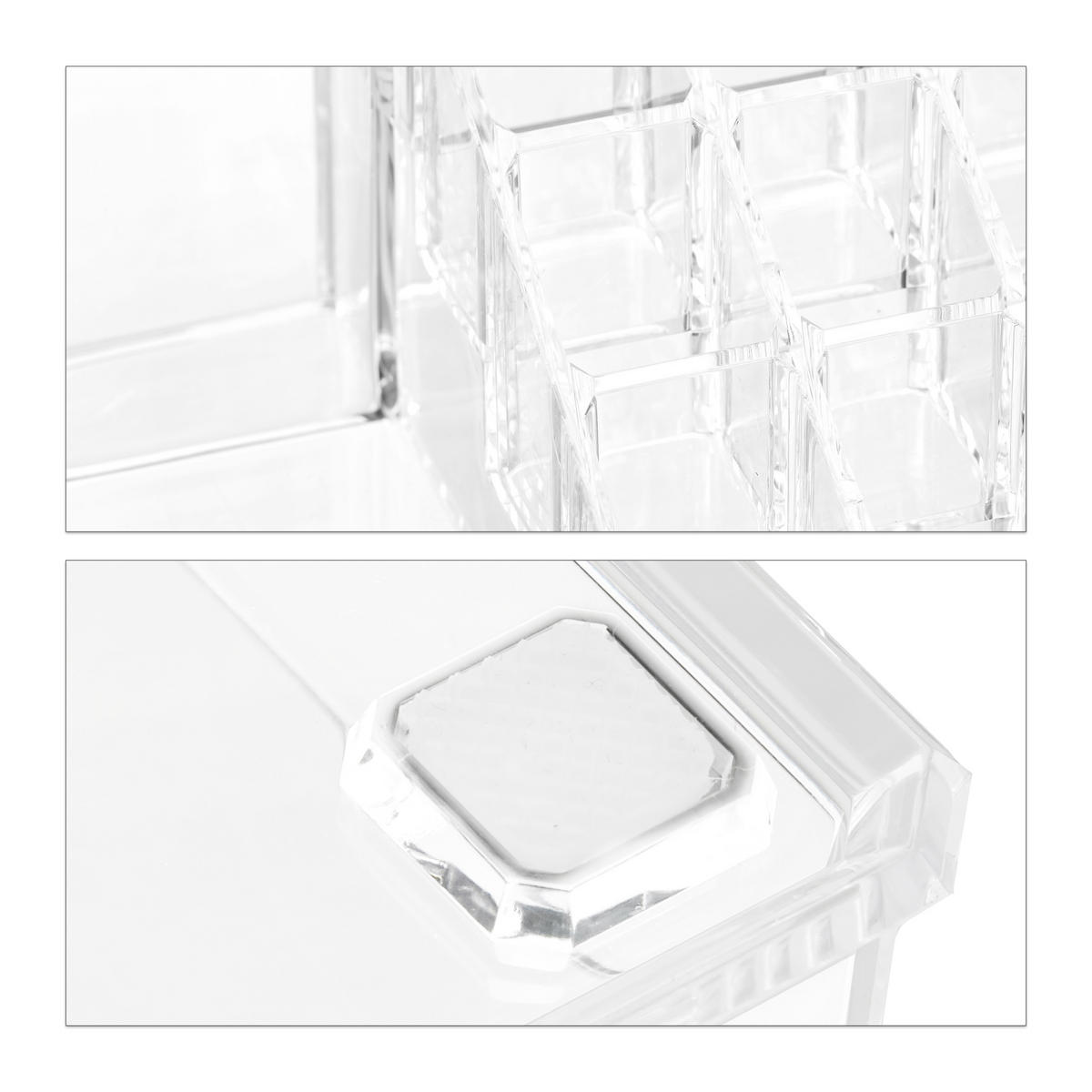 MAKEUP Organizer - Transparent, Kunststoff (23.5/19/14cm) - Relaxdays