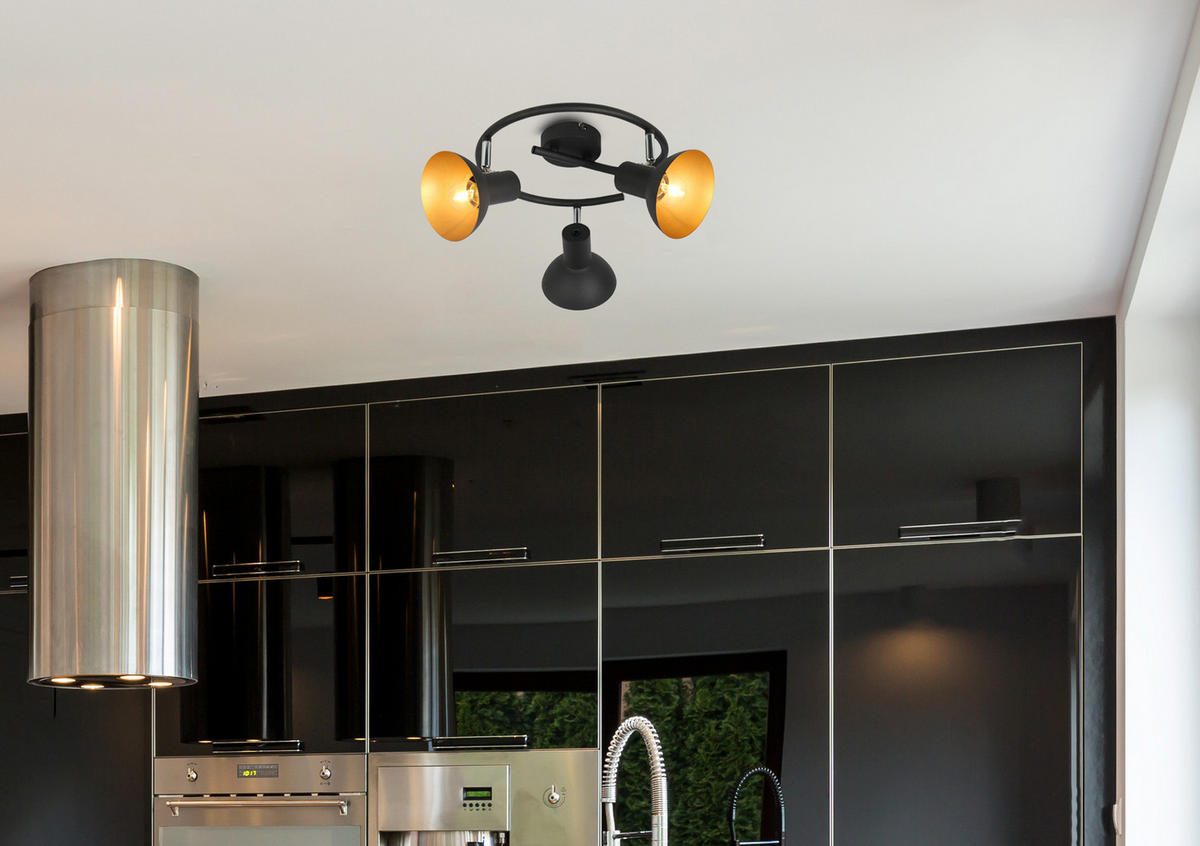 DECKENLEUCHTE Diso Spiralförmige, Schwarz, 45/20 cm - Goldfarben/Schwarz, Metall (45/45/20cm) - Kayani