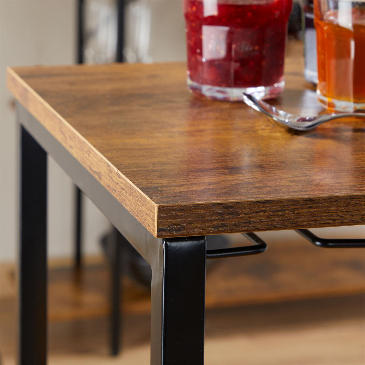 BARTISCH NELAS - Dunkelbraun/Schwarz, Holzwerkstoff/Metall (110/90/40cm) - CARO-Möbel