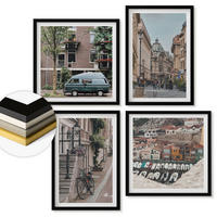 WANDBILDER 4er-Set - 50x50 cm & 40x60 cm Schwarzer Rahmen - Stadtansichten von Gebäuden - Schwarz, Kunststoff (50/50cm) - ArtPrintCave