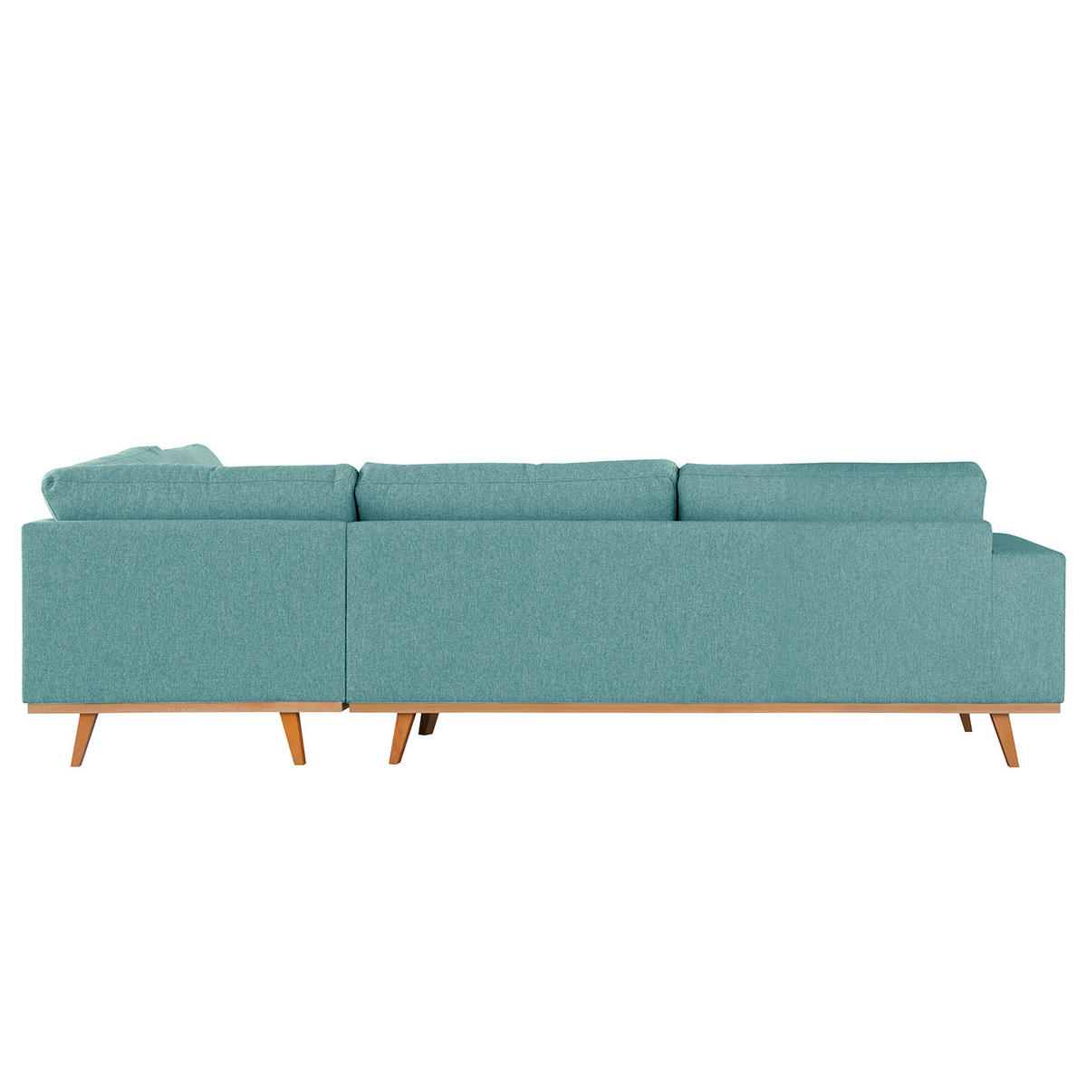 ECKSOFA mit Ottomane - Buchefarben/Petrol, Buchenholz/Textil (287/219cm) - home24