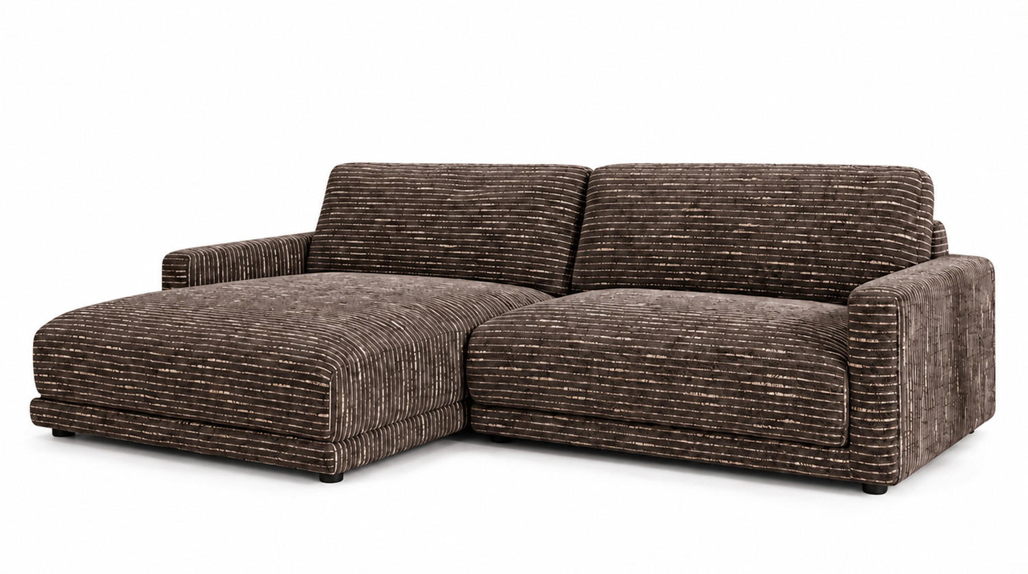 ECKSOFA MARLIN Braun Flachgewebe - Dunkelbraun/Schwarz, Kunststoff/Textil (262/168cm) - KAWOLA