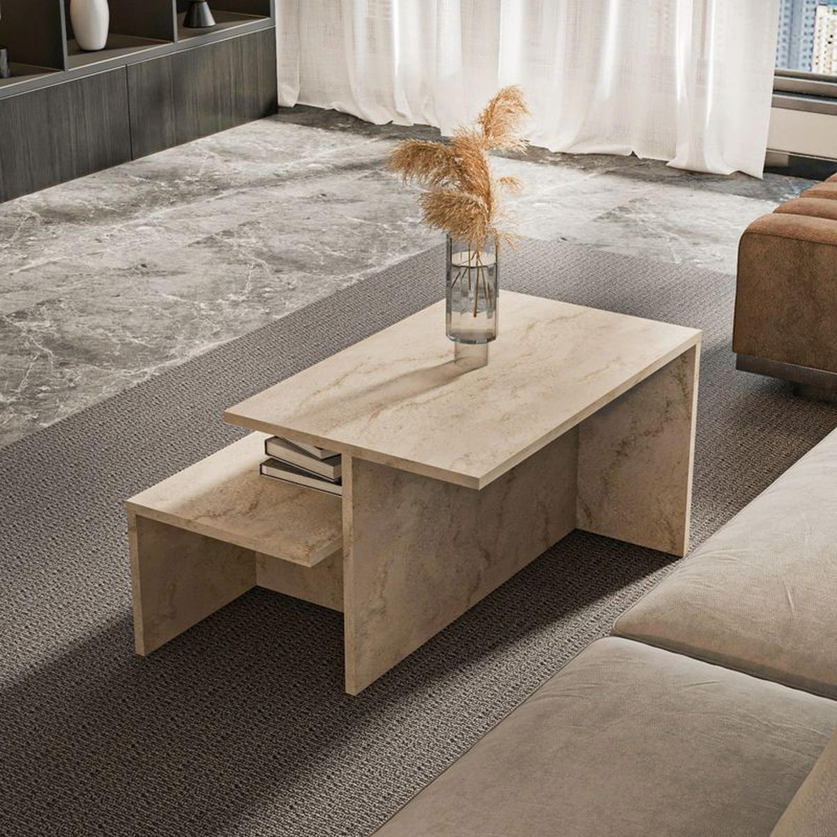 BEISTELLTISCH Twins - Beige, Holzwerkstoff (72/45/42cm) - Decorotika
