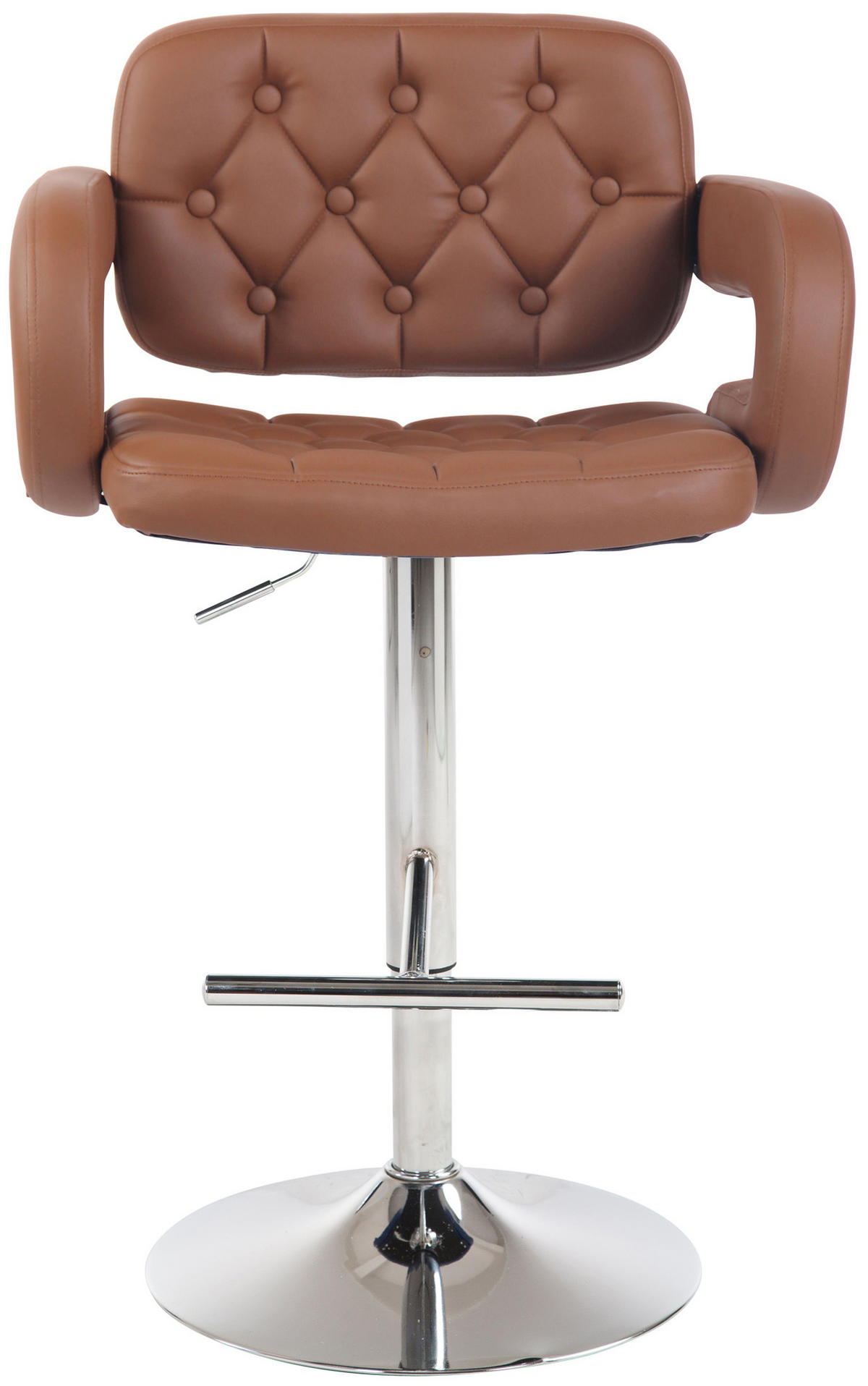 BARHOCKER Dubai, Gestell Metall in Chromoptik, Kunstleder Cognac - Chromfarben/Cognac, Kunststoff/Textil (52/100/55cm) - TPFLiving