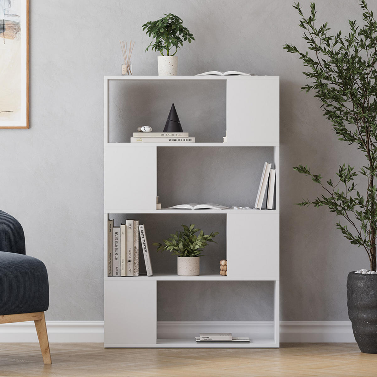 RAUMTEILER Eneos Weiß 80 x 124.5 cm - Weiß, Holzwerkstoff (80/124.5/24cm) - Vicco